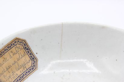 CHINA

White porcelain bowl on heel.

Decorated...