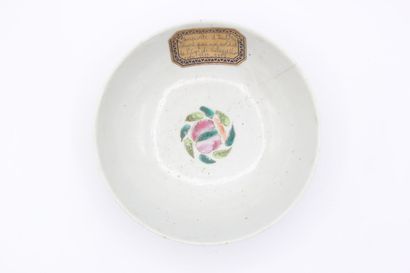 CHINA

White porcelain bowl on heel.

Decorated...