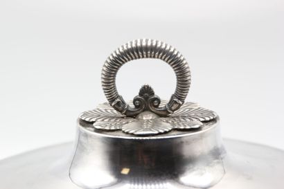 Silver covered vegetable dish.

Body and...