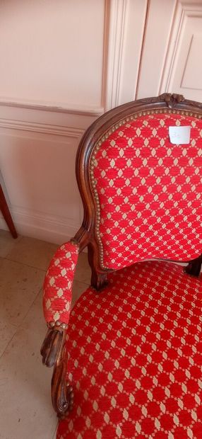 Two armchairs cabriolets in natural wood...