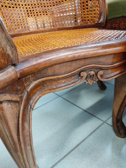Louis XV desk armchair in carved and molded...