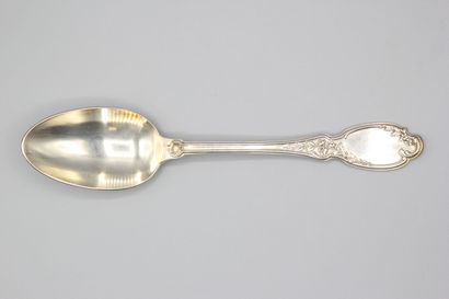 Silver household with violin spatula, foliage...