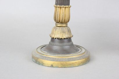 Pair of candelabras with four lights in chased,...