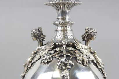 Pair of silver vases of Renaissance style....