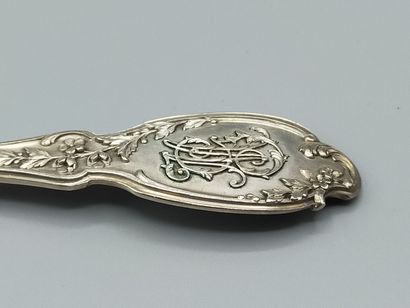 Silver household with violin spatula, foliage...