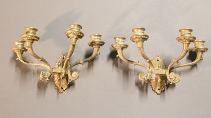 Pair of sconces with four lights in chased...