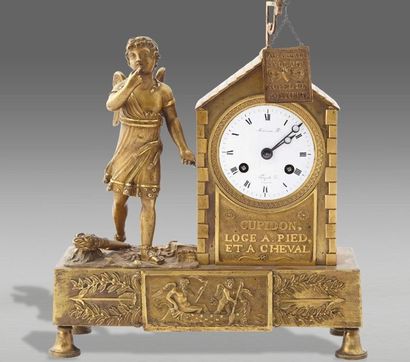 Talking clock in chased and gilded bronze....