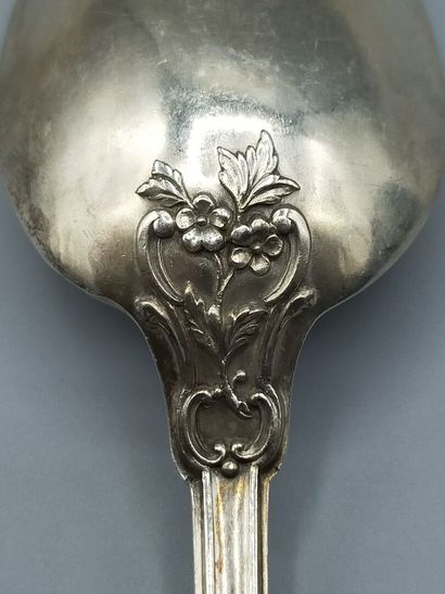 Silver household with violin spatula, foliage...