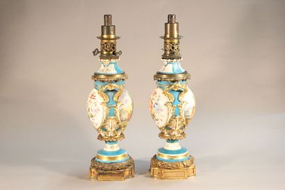 Important pair of baluster vases mounted...