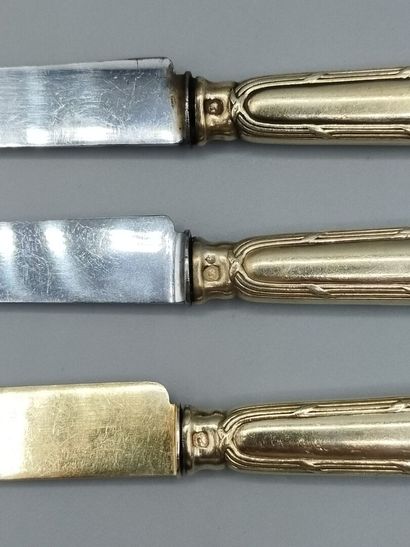 Double set of knives in vermeil (gold on...