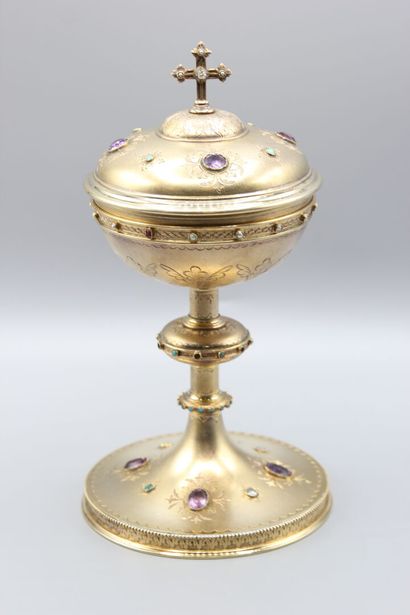 Ciborium in silver entirely vermeiled (gold...