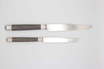 Double set of knives with wooden handles,...