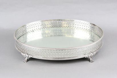 Huge silver centerpiece of oval shape and...