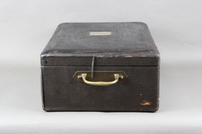 Important leather-covered wooden household...