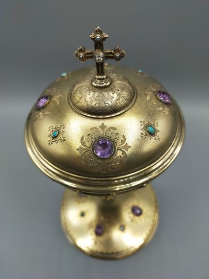 Ciborium in silver entirely vermeiled (gold...