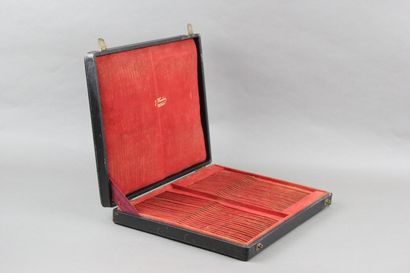 Wooden fish service box from the end of the...
