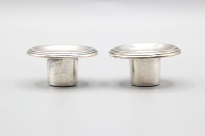 Pair of silver bobèches bordered with nets....
