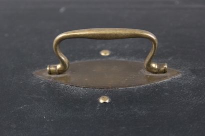 Wooden box from the 19th century, leather...