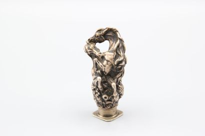 Nice seal in cast silver decorated with two...