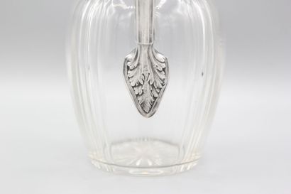 Pair of crystal decanters, silver and vermeil...