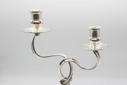 AUCOC
Silver candelabra with two intertwined...