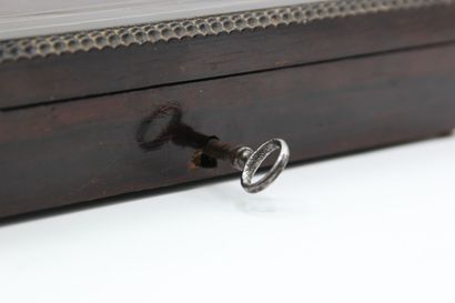 Wooden box (mahogany ?) for spoons service,...