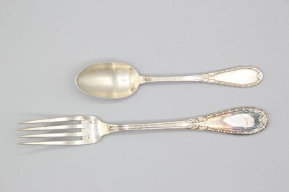 10 silver dessert forks and 11 coffee spoons,...