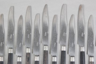 Double set of knives with wooden handles,...