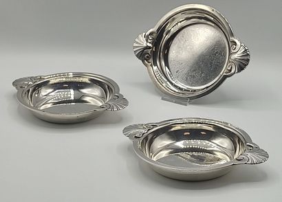 Trio of silver coasters or display stands...