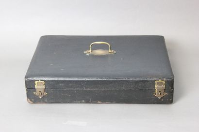 Household box with leather top and brass...