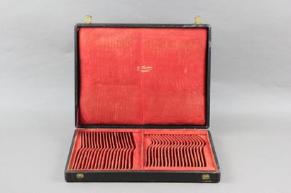 Wooden fish service box from the end of the...