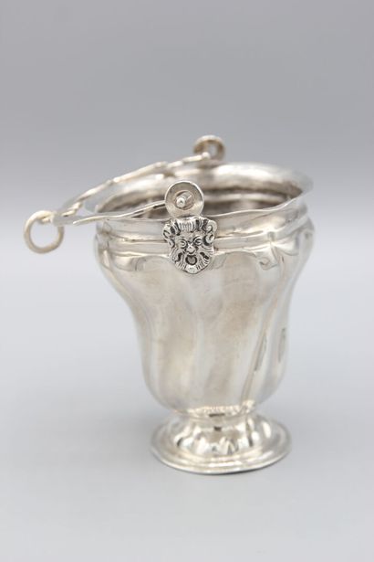 Holy water bucket in silver / hammered oval...