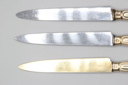 Double set of knives in vermeil (gold on...