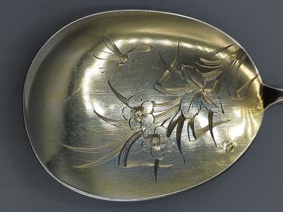Silver serving ice-cream scoop with a vermeil...