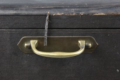 Important leather-covered wooden household...