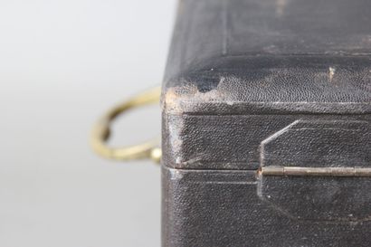 Important leather-covered wooden household...