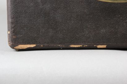 Important leather-covered wooden household...