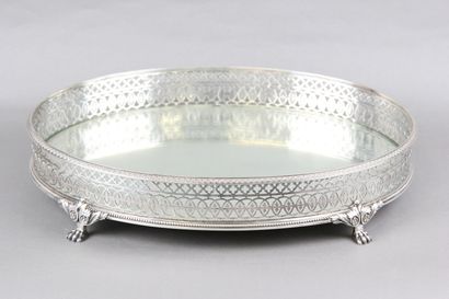 Huge silver centerpiece of oval shape and...