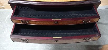 English mahogany and burl wood veneer chest...