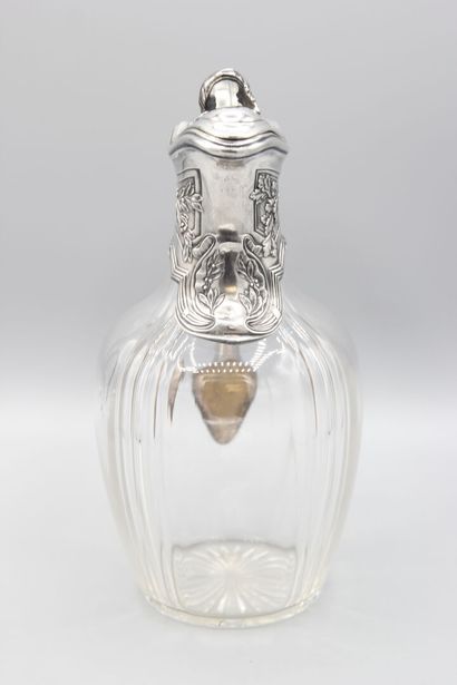 Pair of crystal decanters, silver and vermeil...