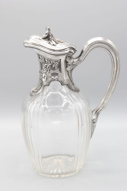 Pair of crystal decanters, silver and vermeil...