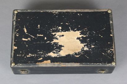 Household chest with leather top and brass...