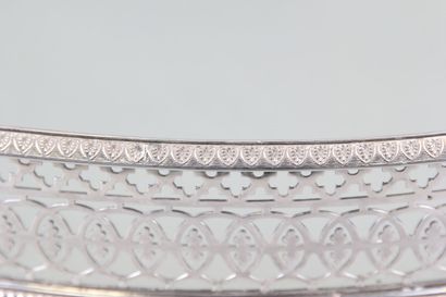 Huge silver centerpiece of oval shape and...