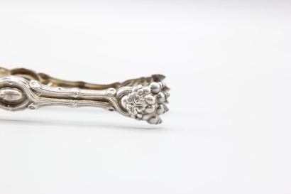 Sugar tongs in silver plated metal decorated...