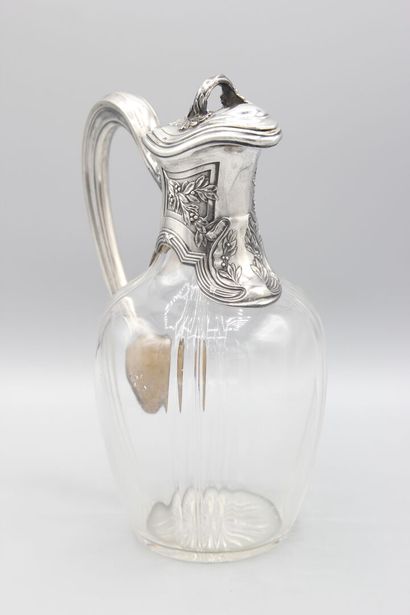 Pair of crystal decanters, silver and vermeil...