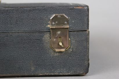 Household chest with leather top and brass...