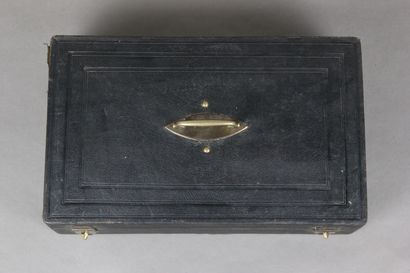 Household chest with leather top and brass...