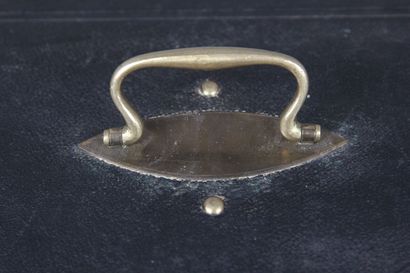 Household chest with leather top and brass...