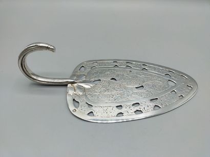 Silver pie plate with chased decoration of...