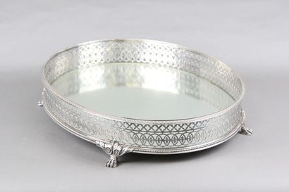 Huge silver centerpiece of oval shape and...